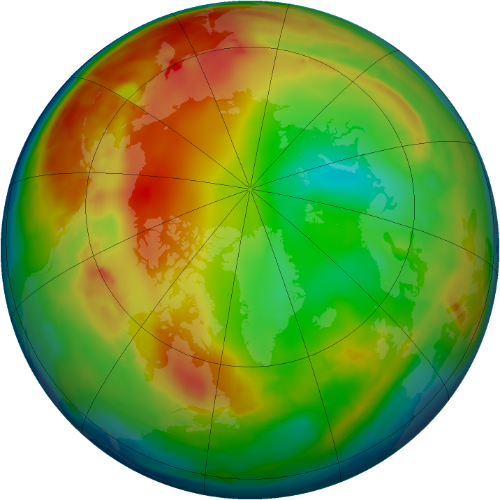 Arctic ozone map for 16 January 2010